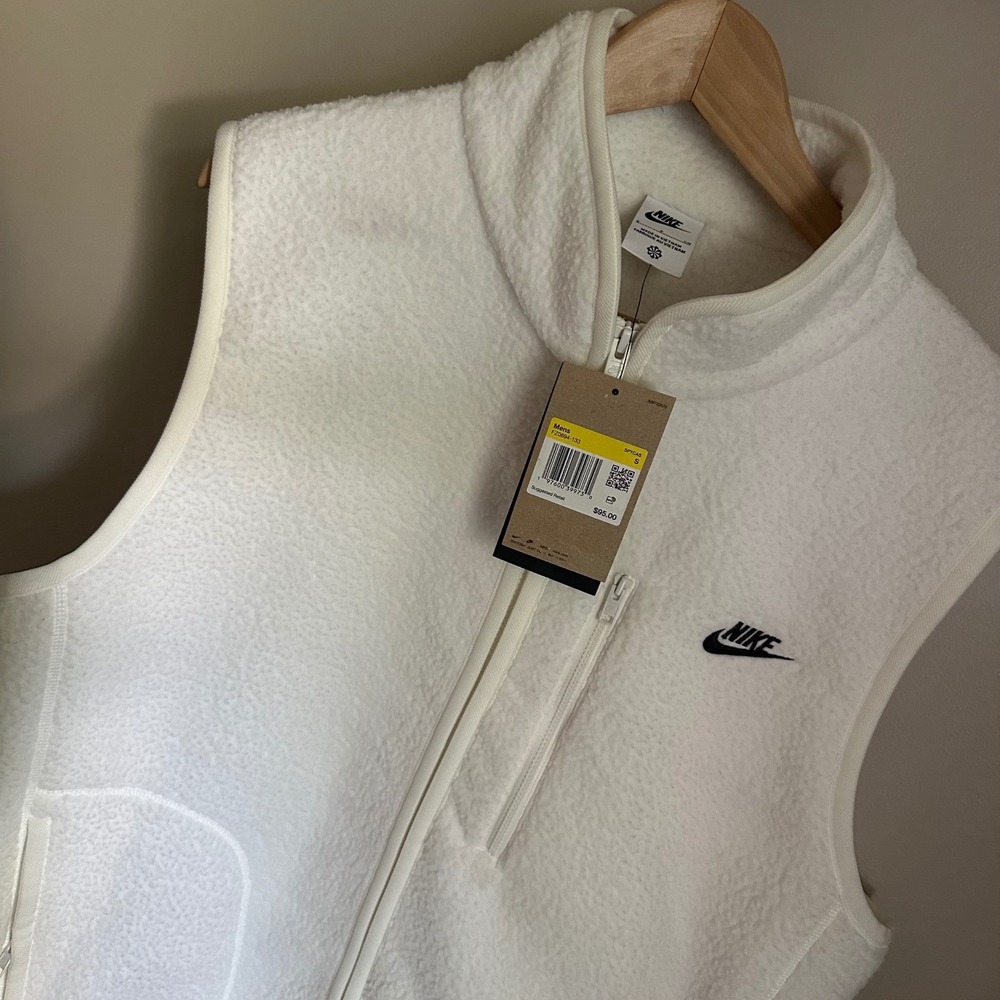 Nike‎ Mens Fleece Vest, Full Zip SPTCAS, Ivory S New